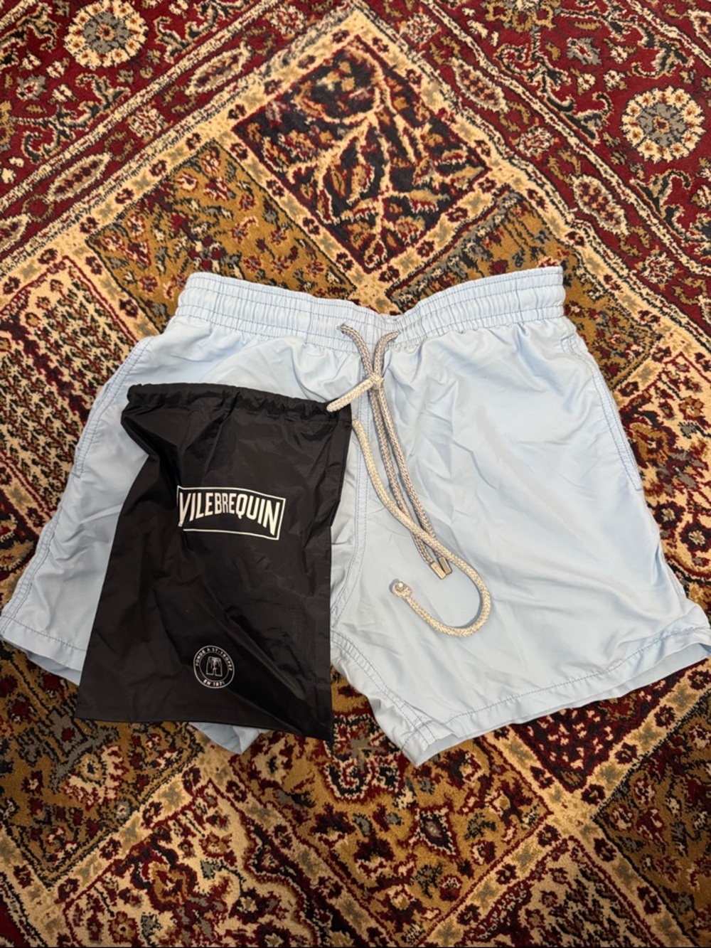 Vilebrequin Pastel Blue Men's Swim Trunks with Drawcord